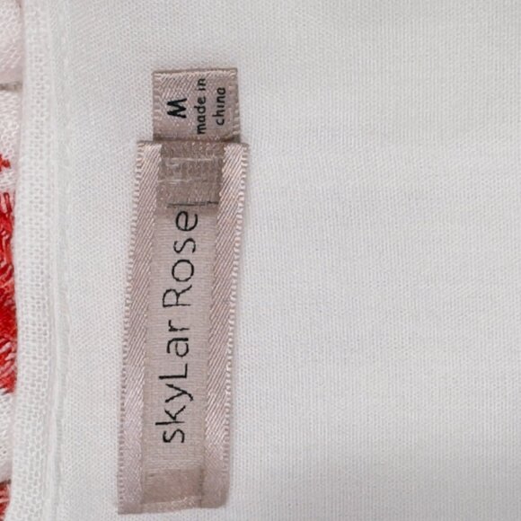 SKYLAR ROSE Women’s Top Cotton Linen Look Floral Embroidered Peplum Waist Size M - Picture 9 of 11